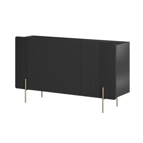 Komoda Malmi 150 cm - czarny mat / złote nóżki